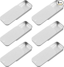 6 PCS Empty Slide Top Lip Balm Containers, Small Aluminum Tins