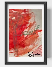 GUAJARDO Original Contemporary Expressionism Caterpillar 9X5 Paper Signed Art