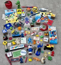 Junk Drawer Lot Vtg Toys Miniatures Estate Finds Colorful Retro Mickey Mouse 