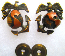 Rare USMC Eagle Globe & Anchor Officer Roll Collar Ornament, H&H, Droop Wing, NR