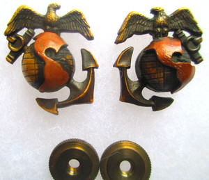 Rare USMC Eagle Globe & Anchor Officer Roll Collar Ornament, H&H, Droop Wing, NR