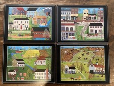 VTG Cork PLACEMATS Folk Art Equestrian Englis...