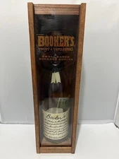 BOOKER'S BOURBON empty bottle 06/2016 Uncut Unfiltered Wooden display Box Bar