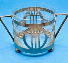 Antique Jugendstil WMF Glass and Silver Plate Bowl, c.1900, Ostrich Mark