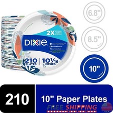 Strong Disposable Paper Plates 10 Inch Compostable Leak Resistant 210 Count New