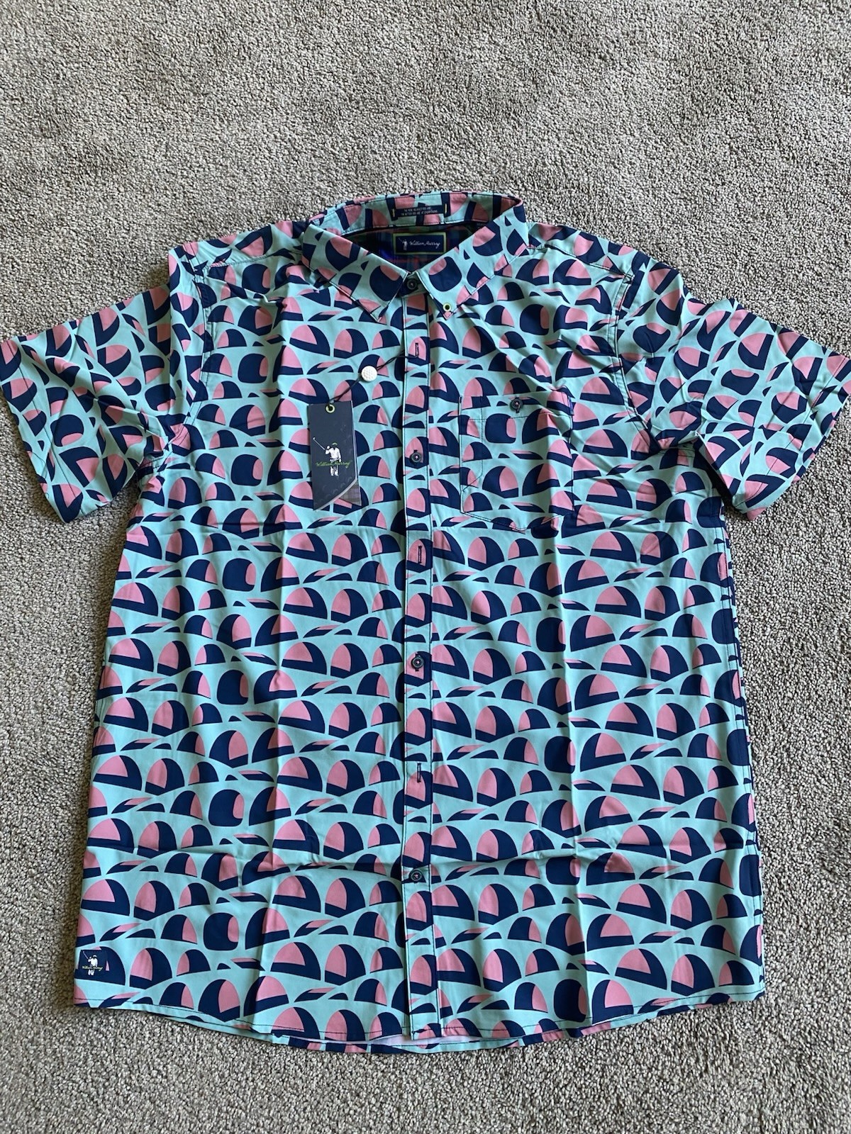 X-LARGE William Murray Golf Men's Building Bridges Button Shirt Short Sleeve NEW