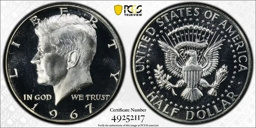 1967 SMS Kennedy Half Dollar PCGS SP67CAM MS 67 CAMEO Frosty Silver Coin 50C