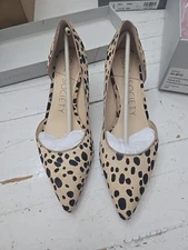 SOLE SOCIETY Tan- Black Dot HAIRCALF PUMP WOMENS SHOES 6 NEW WITH BOX