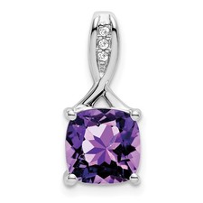 14k White Gold Cushion Amethyst and Diamond Pendant PM7062-AM-002-WA