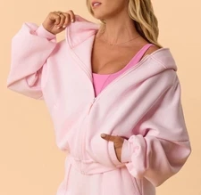NWT Blogilates Women's Marshmallow Full Zip Hooded Jacket Light Pink Size Large