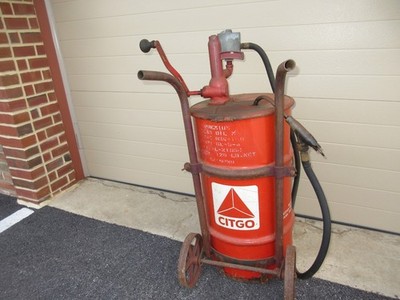 Gas Station Garage CITGO LUBRICATION OIL CAN  AO SMITH PUMP CART *Great Look*