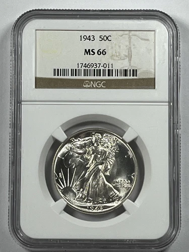 1943 Walking Liberty Half Dollar NGC MS66 Blazing White