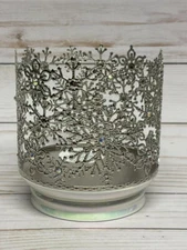 Bath & Body Works Silver Gem Iridescent Snowflake 3-Wick Candle Holder