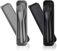 Large Reusable Utensil Set Case 2 Sets Portable Plastic Spoons Fork Knife,  Bx14