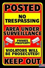 (5 PACK) PRIVATE PROPERTY NO TRESPASSING 8'x12" METAL SIGNS USA MADE KEEP OUT 