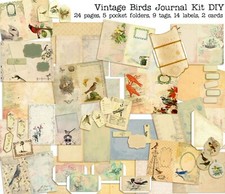 Vintage Birds Journal DIY Kit - Junk Journal, Journal, Smash Book -EZ- 7133