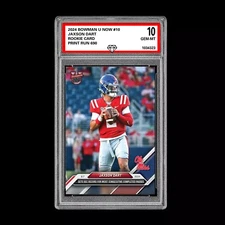 Graded 10 Jaxson Dart Ole Miss Record 2024 Bowman U Now #10 RC Rookie Card Draft