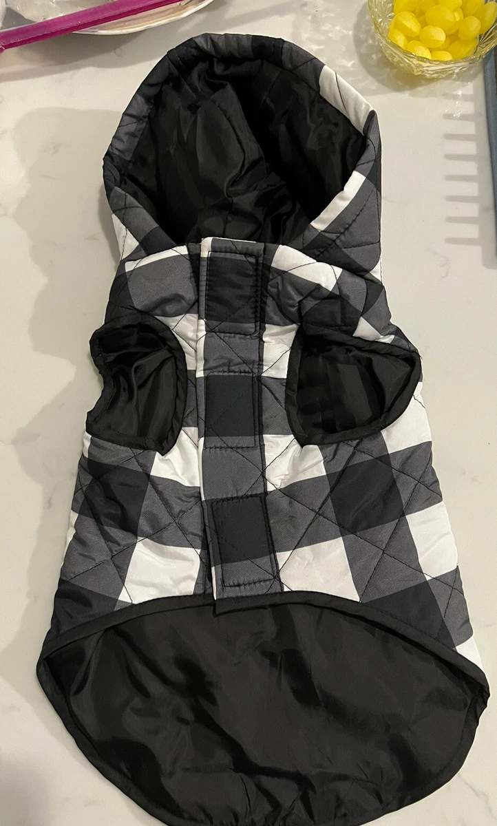 Barkley Finn Dog Coat. Black And White Plaid. Size S P