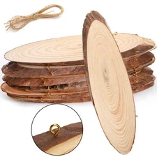 DEAYOU 8 Pack Natural Wood Slices Unfinished Wood Crafts with Bark Tree Slice