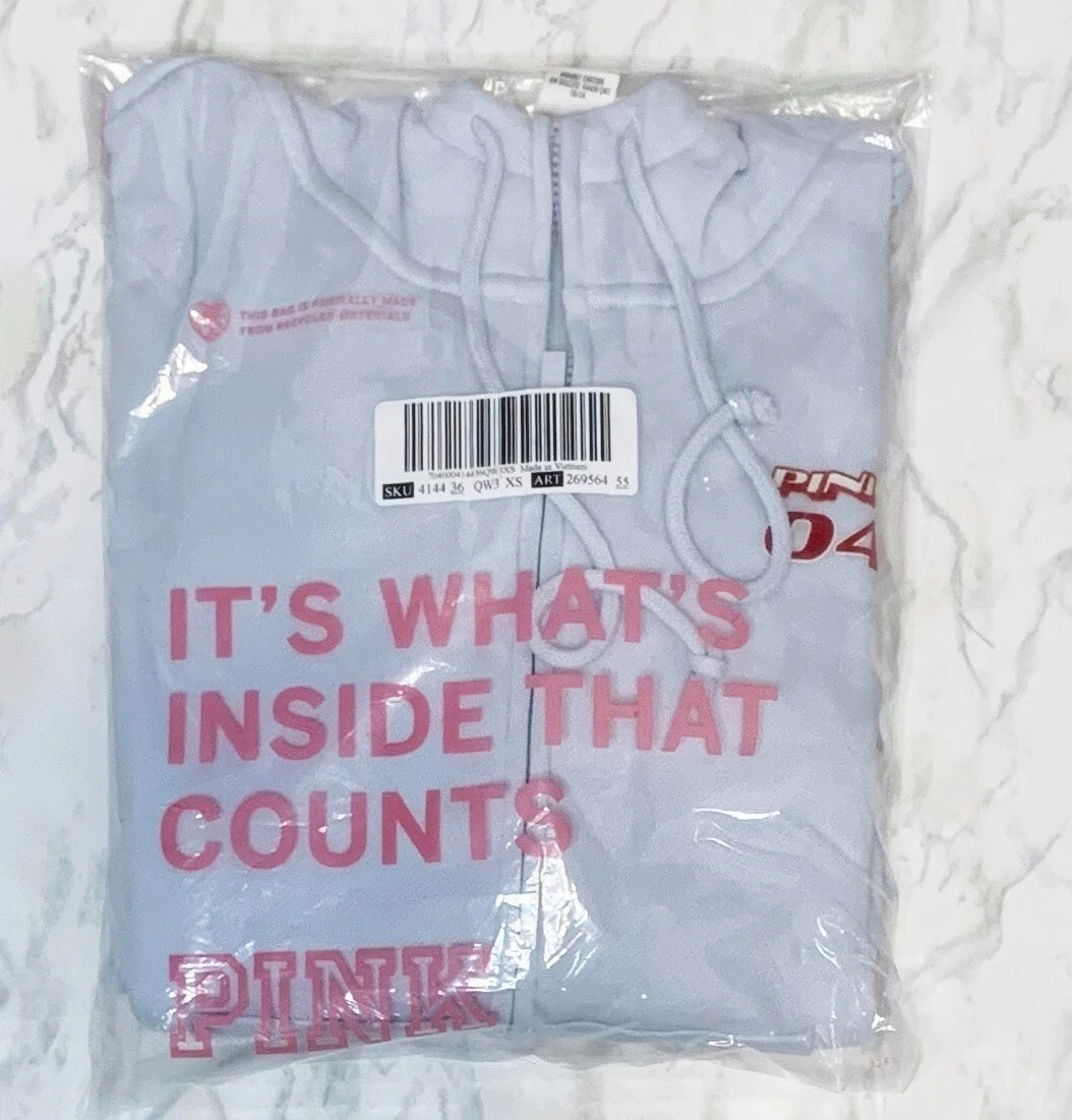 UNDERCOVER Felpa con cappuccio e zip intera Victoria's Secret ROSA Ivy Fleece Campus piccola tutti i colori nuova con etichette