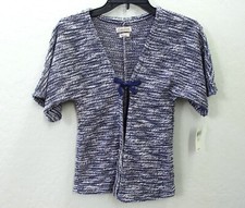 Lucky Brand Girls Short Sleeve Space Dye Blue Cardigan Size M NWT