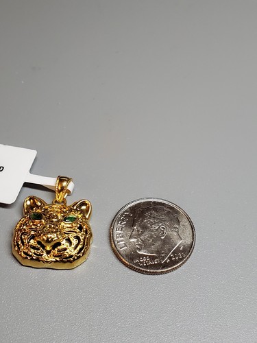 AGATE 18KT SOLID YELLOW GOLD TIGER PENDANT 20MM - Picture 5 of 20