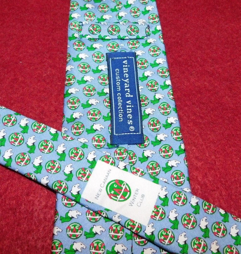 BOY'S VINEYARD VINES NEW CANAAN WINTER CLUB LIGHT BLUE/GREEN SIGNATURE MOTIF TIE - Image 3 of 3