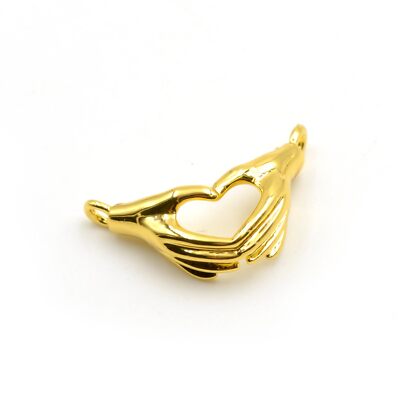 Verbinder Hands of Love aus Messing mit Echtgold Beschichtung 1 Stück