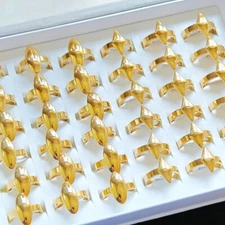 Wholesale 24pcs Gold Plated Trendy Rings Women Geometric Charm Band Party Gift