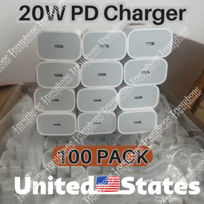 100x 20W USB TypeC Power Adapter Fast Charger Cube Block For iPhone iPad Android