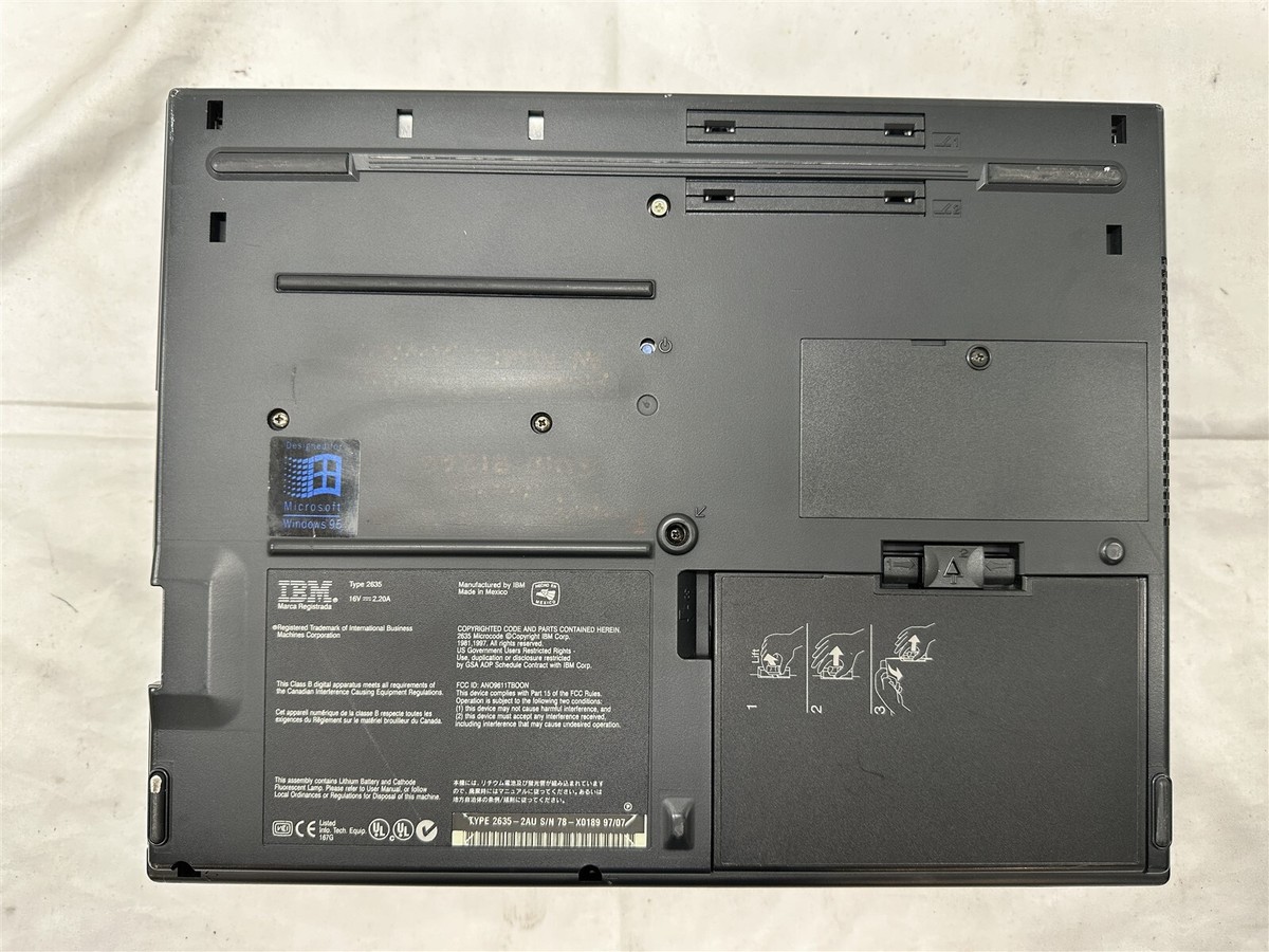 Vintage IBM ThinkPad 380D Laptop Intel Pentium 64MB RAM No
