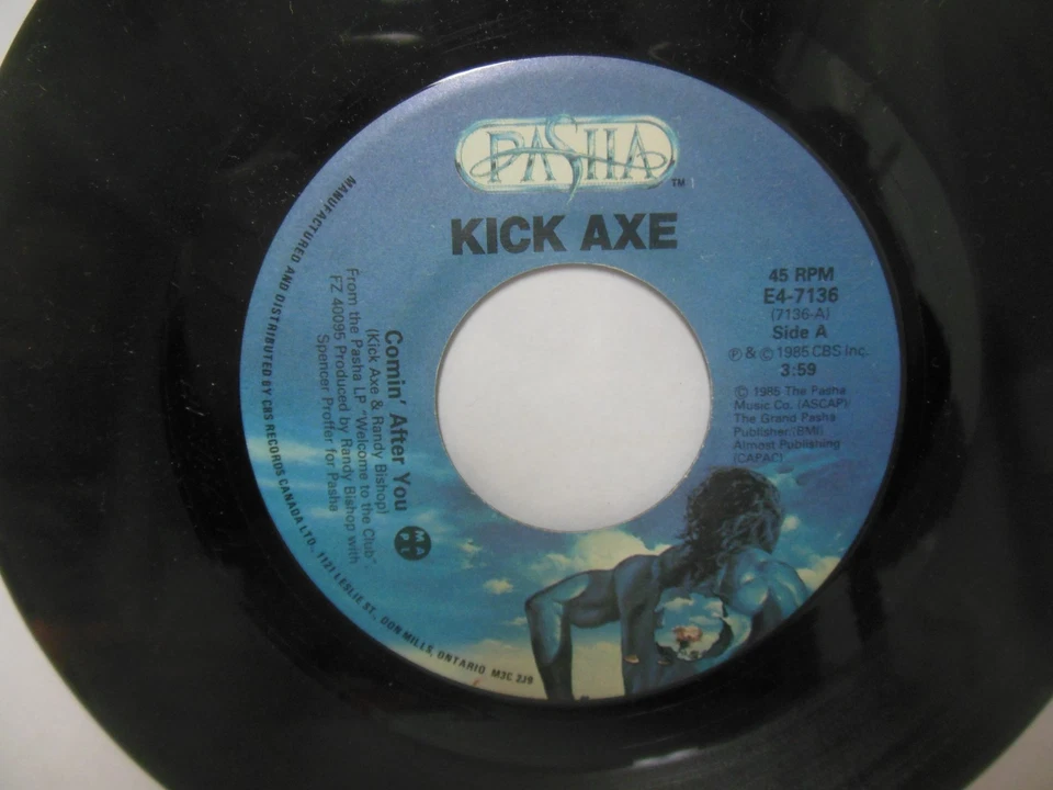 KICK AXE nr mint 45 rpm COMIN' AFTER YOU & FEEL THE POWER - Image 2 of 4
