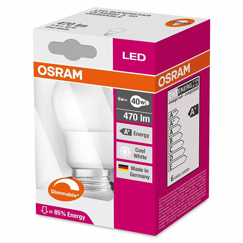 10 x Osram LED Birnen Leuchtmittel 6W =40W E27 matt Lampe kaltweiß 4000K DIMMBAR - Bild 4 von 4