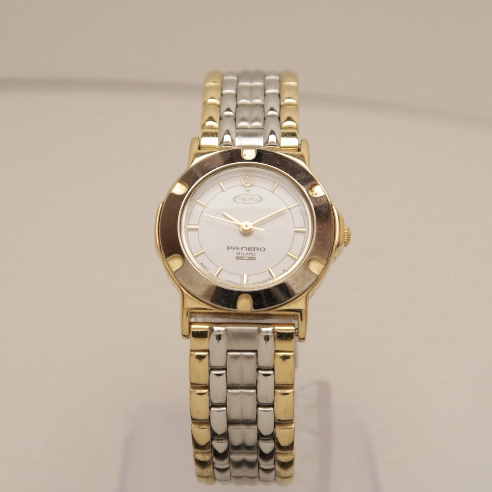 NERO Pa-Nero Milano Two Tone Analog Quartz Women Vintage Watch W212 *WORKING