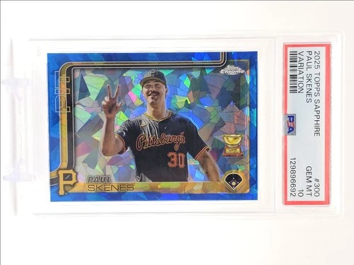 PAUL SKENES 2025 TOPPS CHROME SAPPHIRE IMAGE VARIATION SSP PSA 10 Q5690