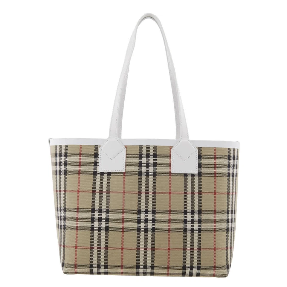 Burberry Ladies Archive Beige Check Cotton Canvas Small London Tote