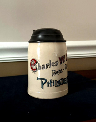 Beer Stein (Mug) - 1900 Charles W. Soulas - Betz Building - Philadelphia - 6 in.