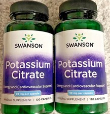 Potassium Citrate 2 pack 240caps 2x120 99mg For Heart Cardiovascular, Kindney