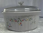 Corning Ware English Meadow 8” Casserole Souffle 2.5 Liter w/ Lid Pyrex 624C VTG