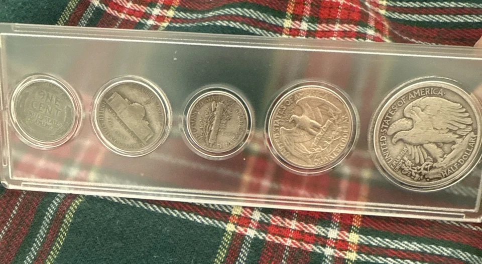 1943 BIRTH YEAR 5 COIN SET - 90% SILVER COINS (3) INCLUDED - CIRC. SET - Image 2 of 4