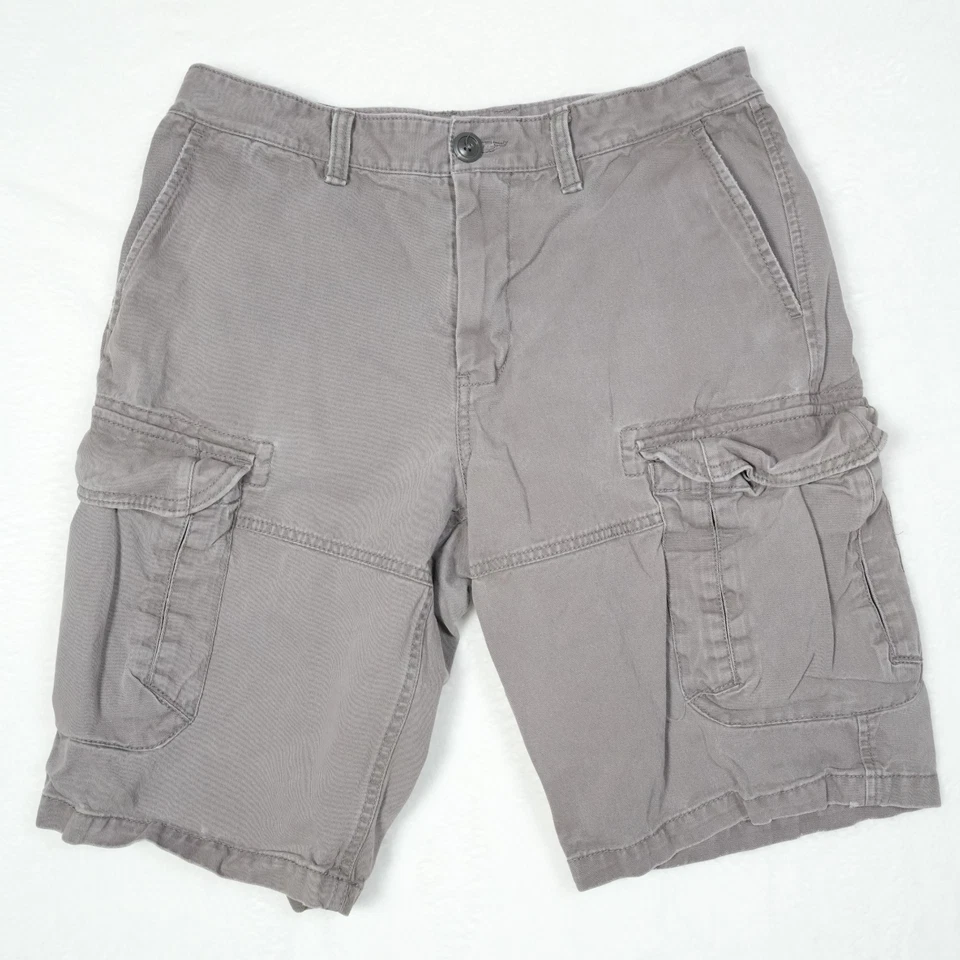 Bermuda cargo Armani Exchange masculina tamanho 30W cinza botão mosca 10" bolsos anos 90 como - Imagem 3 de 4