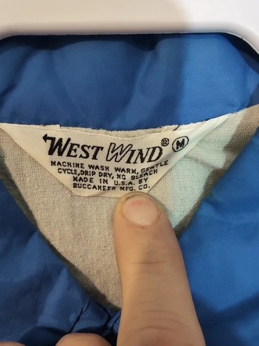 Vintage 70s West Wind The Holmes Sted MN Windbreaker Jacket Medium Blue Snap image 4