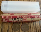 1952 D LINCOLN WHEAT PENNY ROLL - DENVER MINT  - COIN TUBE - ESTATE FIND