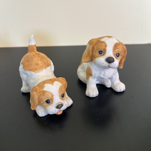 Vintage Puppy Dog Spaniels Homco Figurine  Porcelain 3"