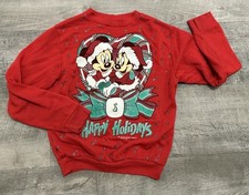 Vintage Mickey Minnie Mouse Christmas Red Sweatshirt Youth 10/12 Walt Disney