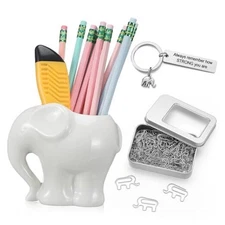 Skyygemm 3 Pcs Elephant Christmas Gift Set Includes Elephant Pen Pencil 