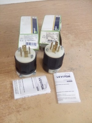 Lot Of 2 Leviton 2411 3-Pole 4-Wire Grounding Locking Plug