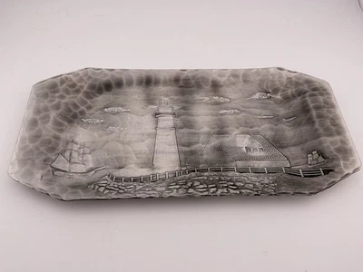 Vtg American Forging Hand Forged Lighthouse Sailboat Coastal Tray Platter USA A8 - Image 1 of 4