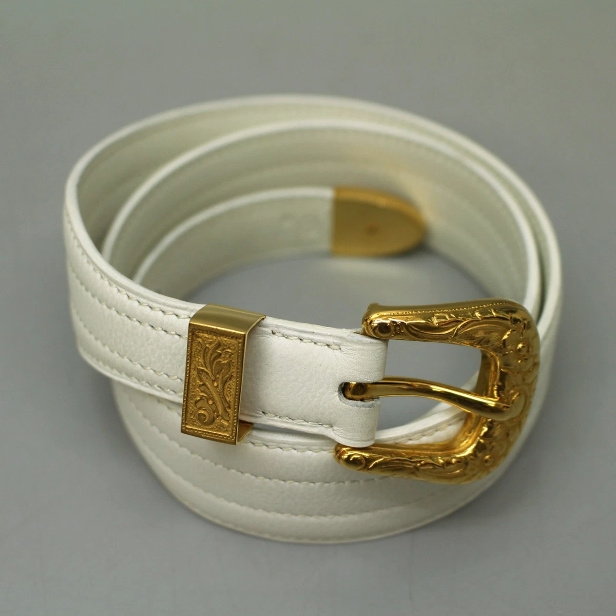 Statement White Leather Concho Disc Belt Large Brass Buckle Hippie Boho Festival Boho Disc Belt - Etsy main image 4