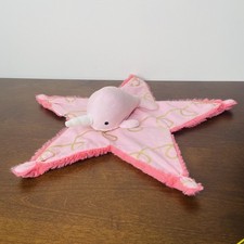 Cloud Island Narwhal Star Lovey Plush Blanket Lovie 2017 Pink With Gold Accents